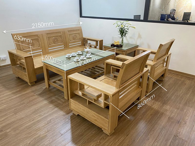 Bộ bàn ăn 6 ghế gỗ sồi tự nhiên đẹp khung chân sắt chữ U hiện đại M8-4045 -  Nội thất M8