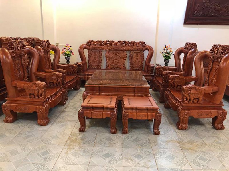 bộ bàn ghế gỗ hương cao cấp